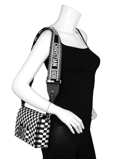 black and white checkered dior handbag